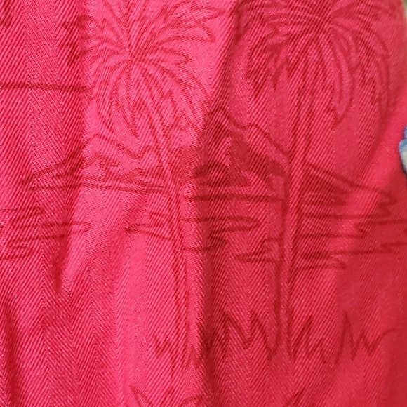 Vintage 90s Red Hawaiian Hibiscus Tropical Floral Loose Dress 2X Sleeveless - Picture 5 of 9